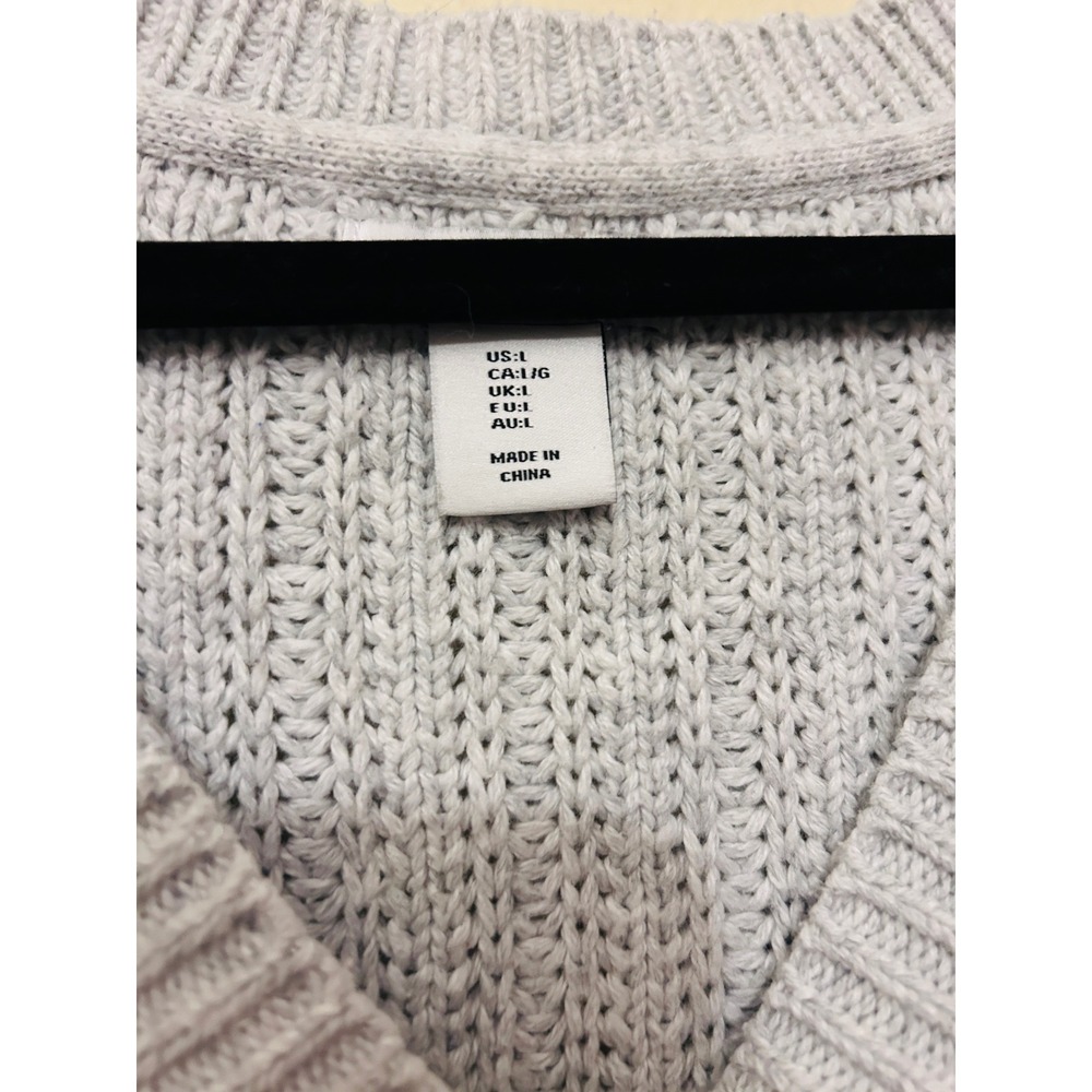 Cupcakes Cashmere Cable Knit Cardigan Women Large Gray  V-Neck Button Front - Picture 3 of 9